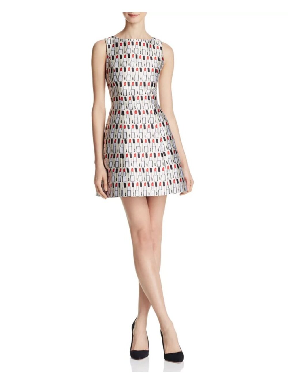 Alice & Olivia Lindsey Lipstick Print Pouf Mini Structured A-Line Dress Sz 0